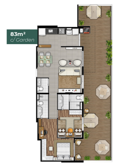 83m² com Garden