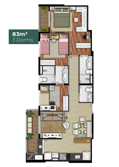 83m²